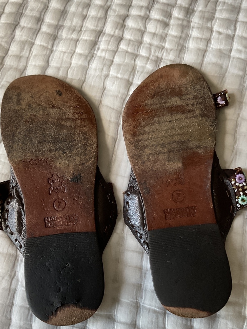 naughty monkey Brown Sandals with Floral Accent